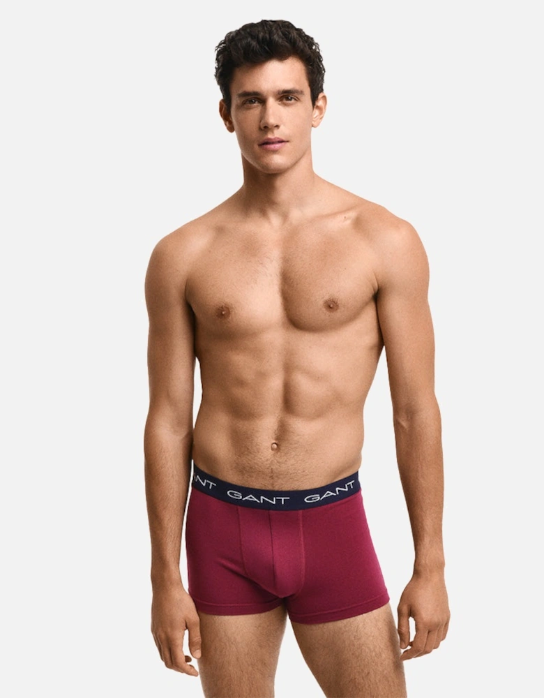 5-Pack Logo Waistband Boxer Trunks, Rich Wine