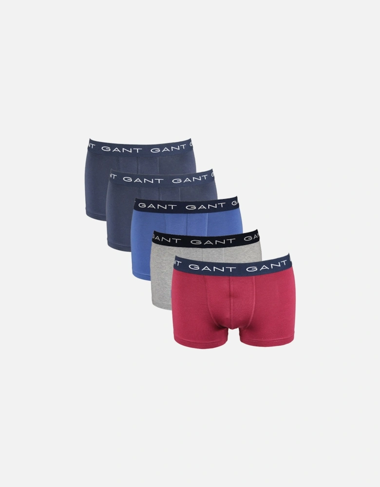 5-Pack Logo Waistband Boxer Trunks, Rich Wine