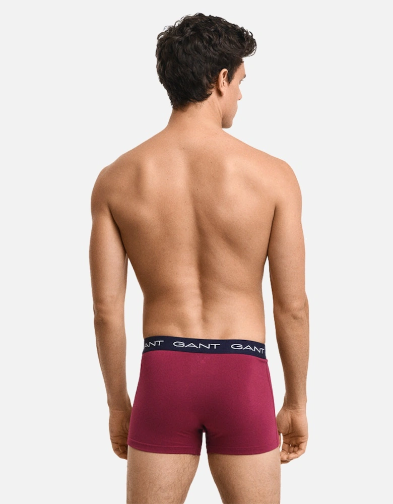 5-Pack Logo Waistband Boxer Trunks, Rich Wine