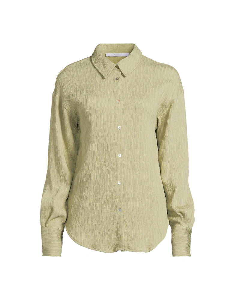 Textured Button Through Shirt - Green