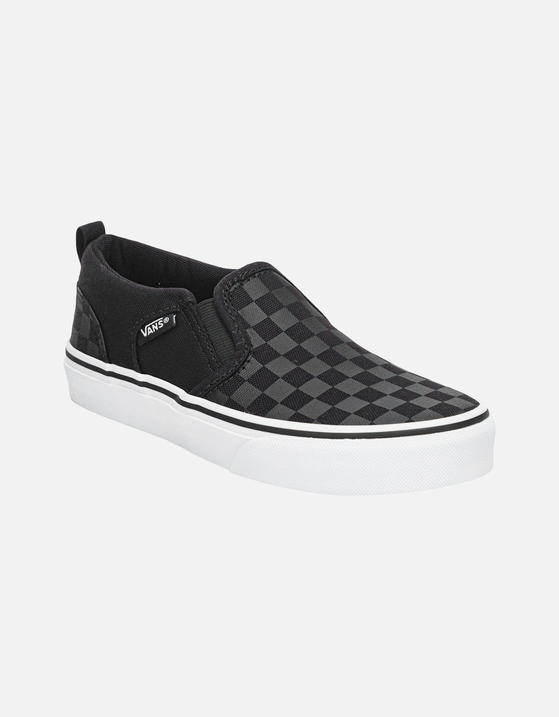 Kids Asher Slip On Checkered Low Rise Trainers - Black/Grey, 2 of 1