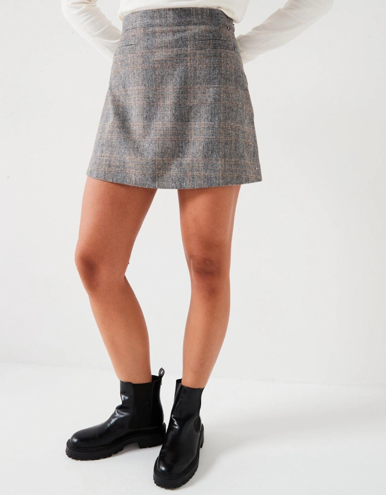 Check Wool Blend Mini Skirt - Multi