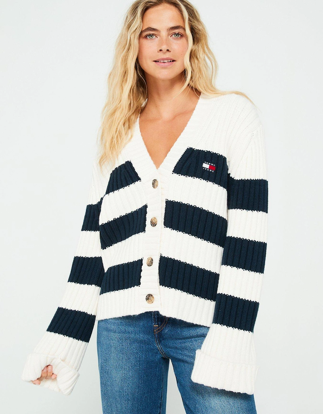 Stripe Logo Cardigan - White, 7 of 6