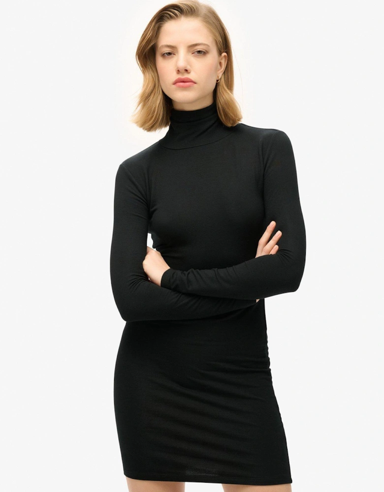 High Neck Mini Dress - Black