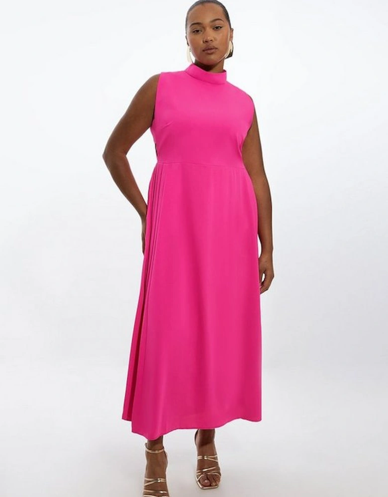 Plus Size Soft Tailored Pleated Panel Midaxi Dress