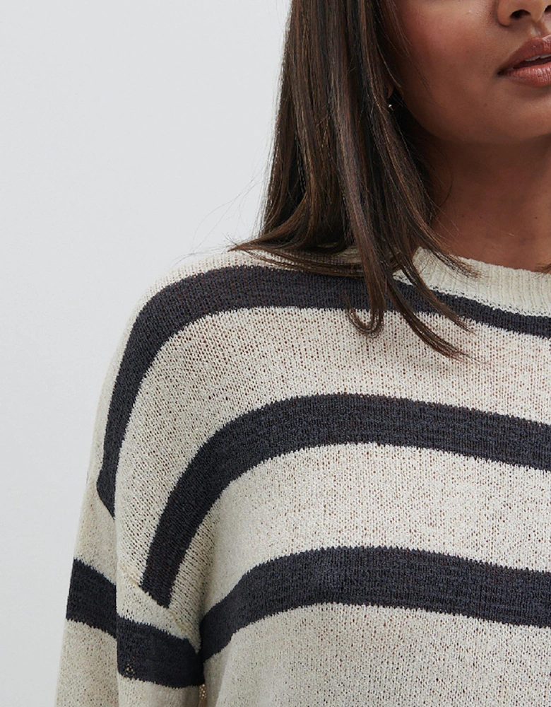 Dakota Stripe Knit Co-Ord Jumper - Cream