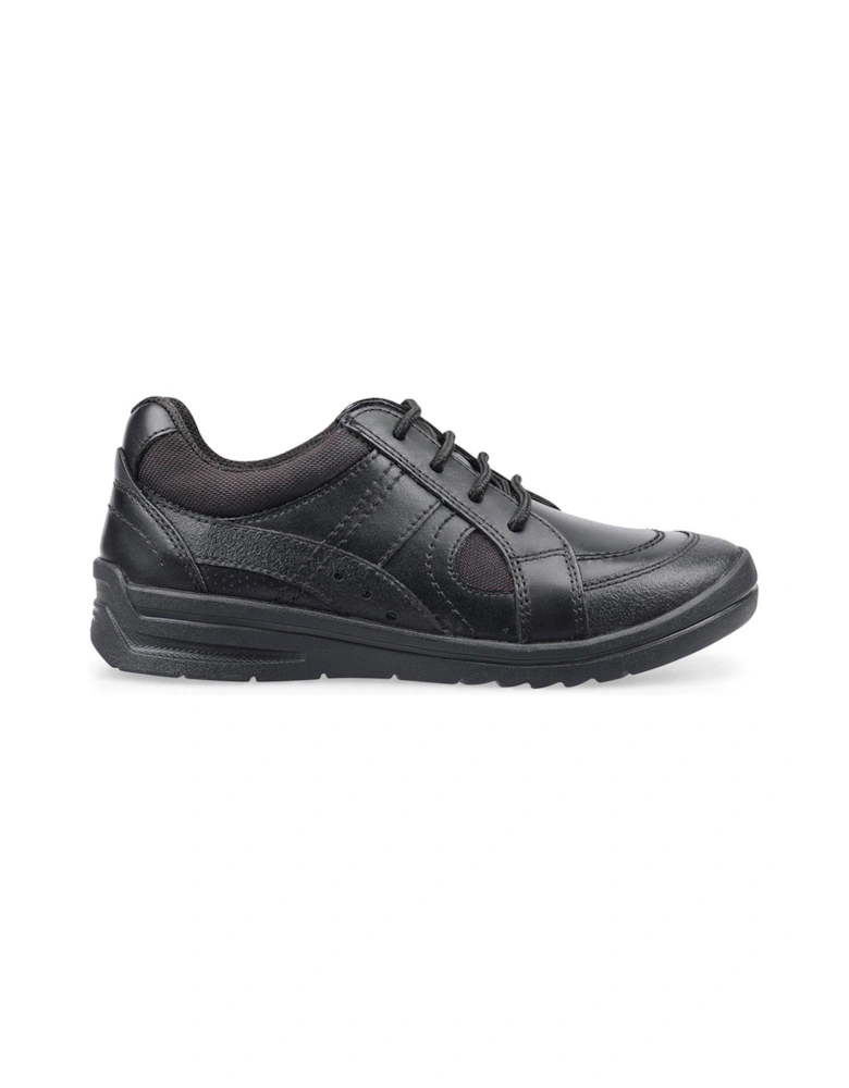 Yo Yo Leather Lace Up Breathable Boys School Shoes - Black