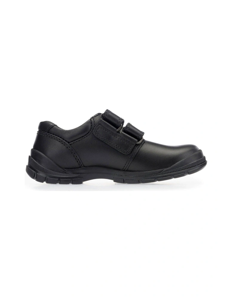 Engineer Black Leather Rip Tape Smart Boys School Shoes