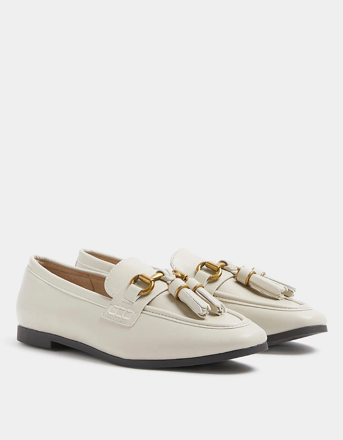 Wide Fit Tassle Snaffle Loafer - Cream