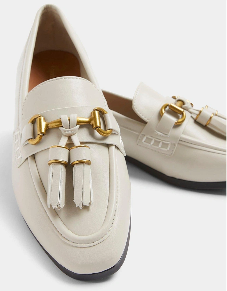 Wide Fit Tassle Snaffle Loafer - Cream