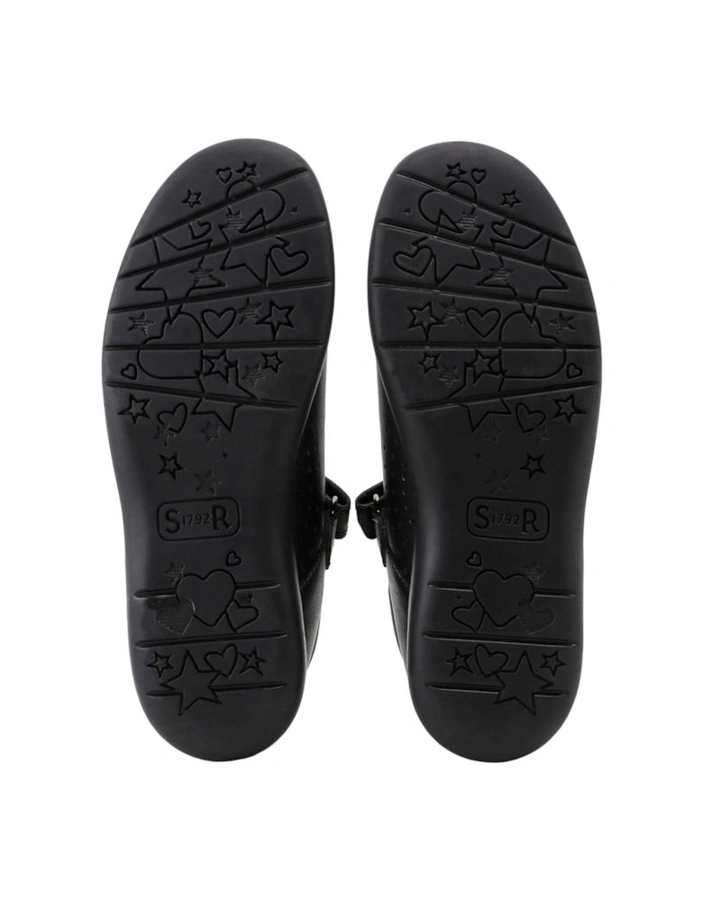 Bliss Vegan Mary Jane Riptape Girls School Shoes - Black 