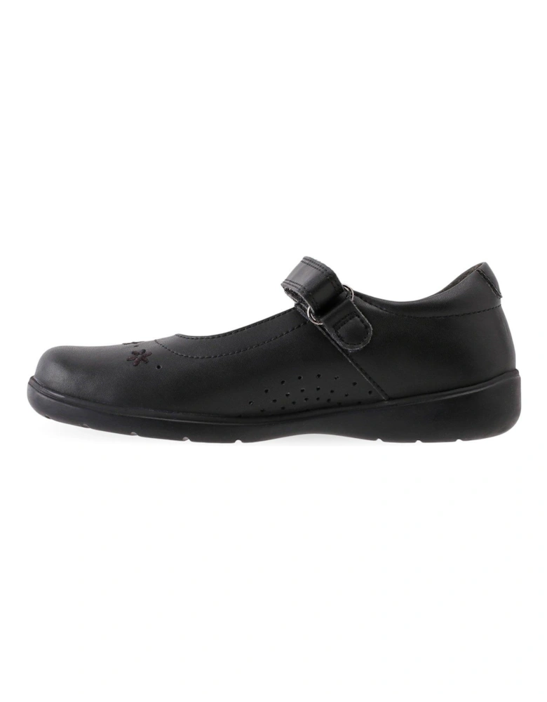 Bliss Vegan Mary Jane Riptape Girls School Shoes - Black 