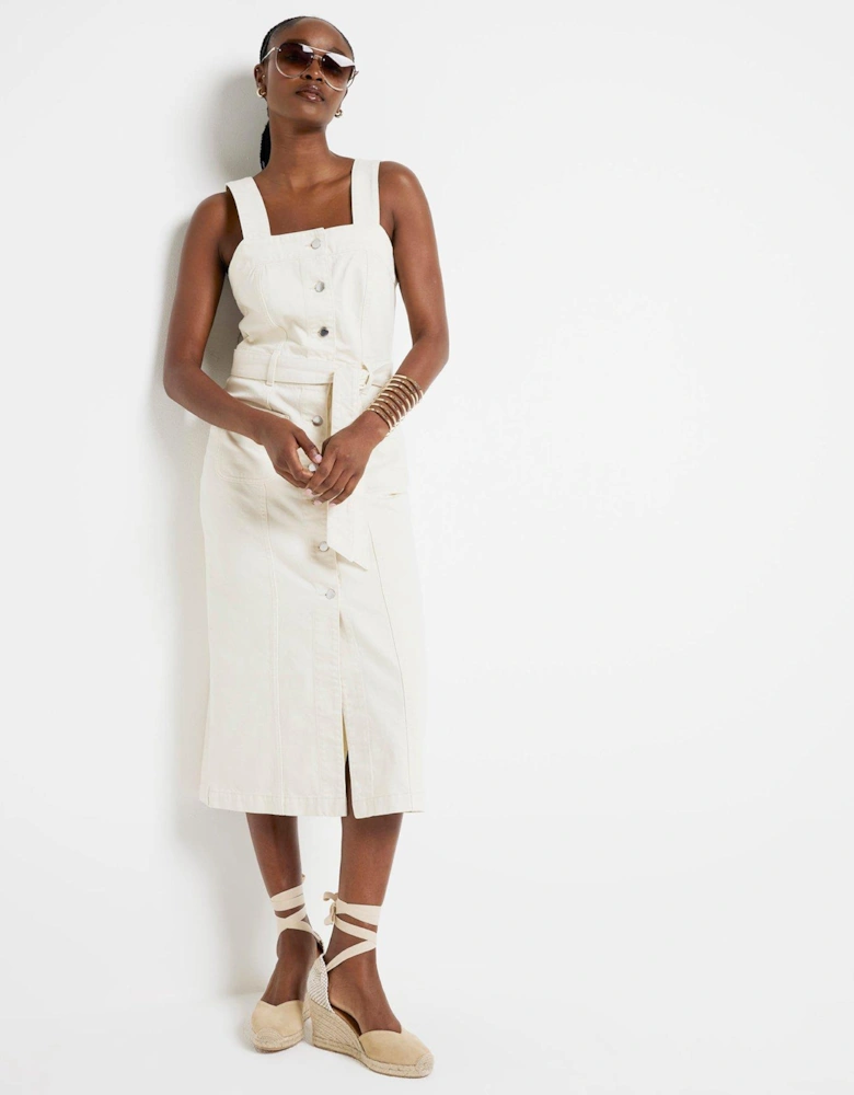 Button Through Dress - Ecru
