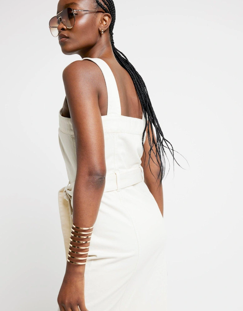 Button Through Dress - Ecru