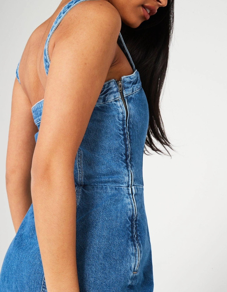 Denim Wrap Bodycon Dress - Blue