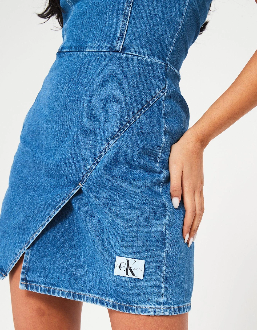 Denim Wrap Bodycon Dress - Blue