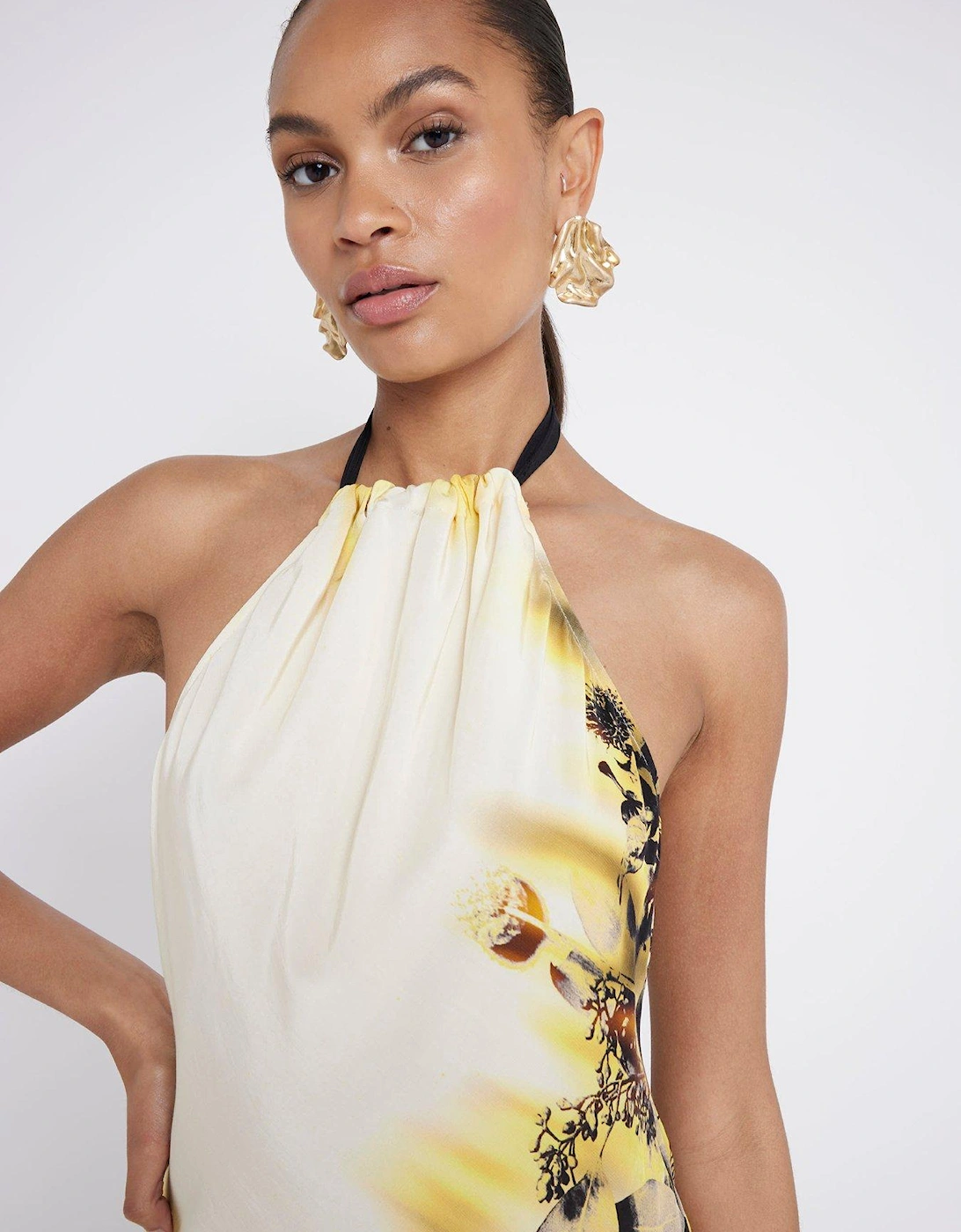 Halter Neck Slip Dress - Yellow