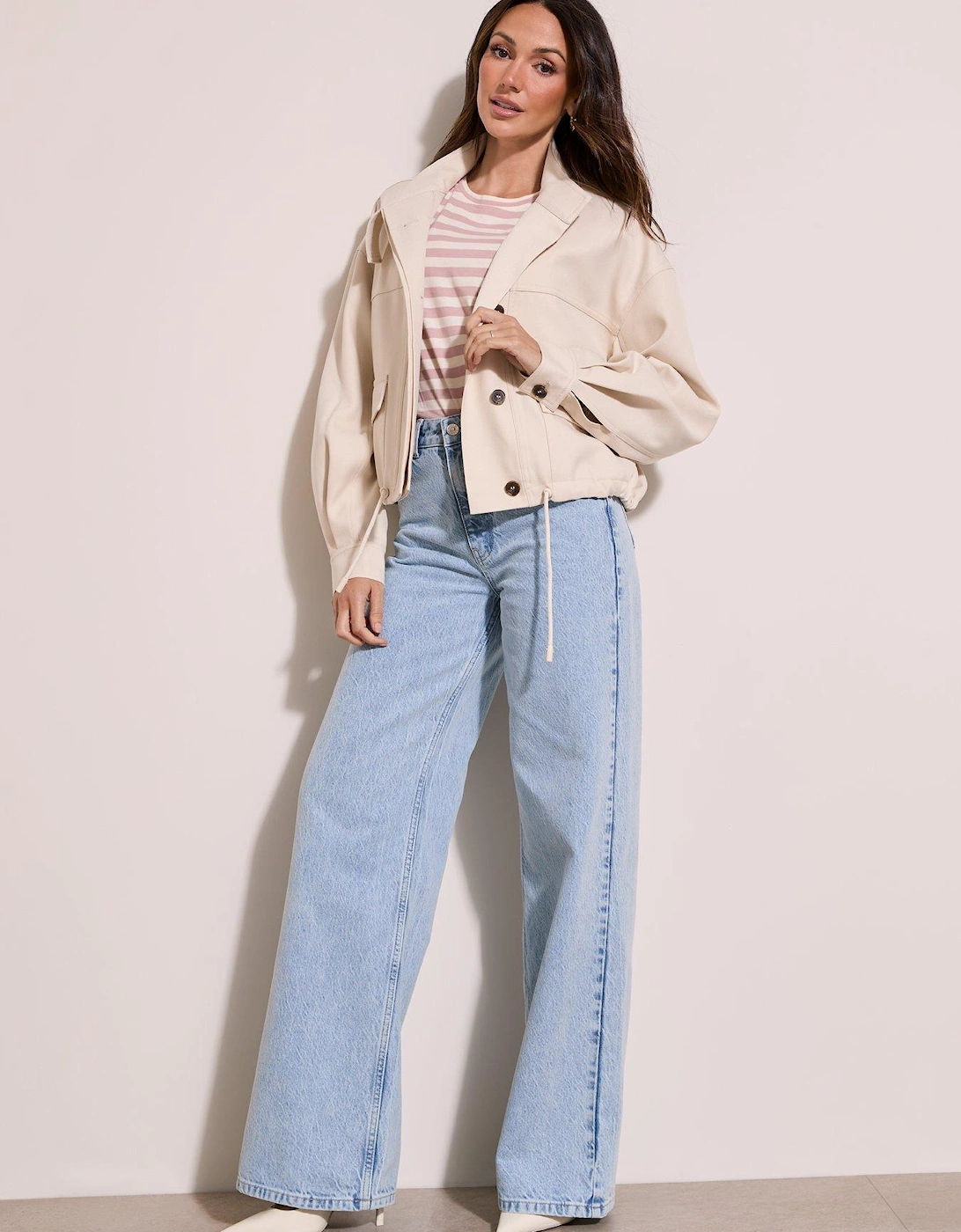 Cropped Trench Jacket - Cream