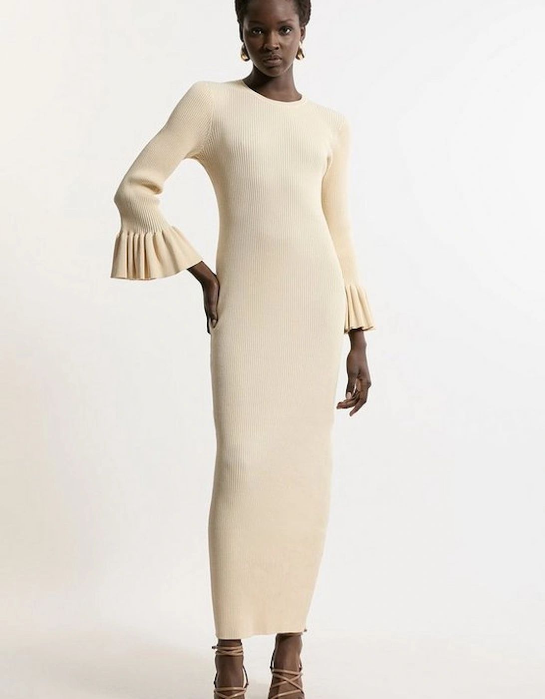 Full Sleeve Rib Knit Midi Dress, 5 of 4