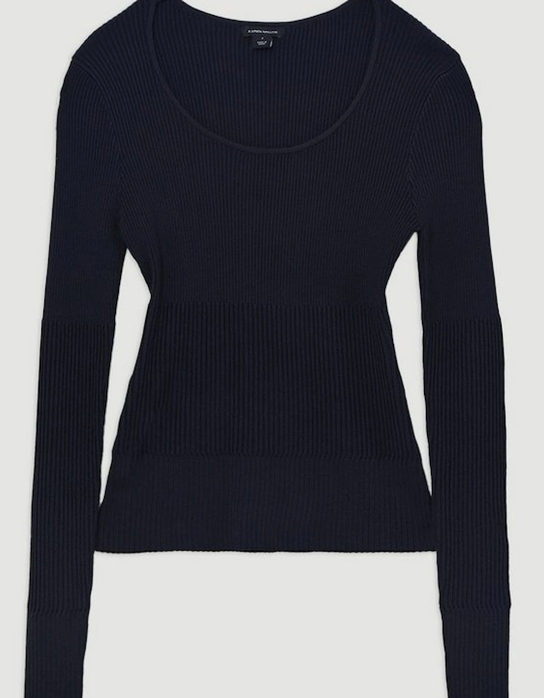 Drapey Ribbed Knit Scoop Neck Top