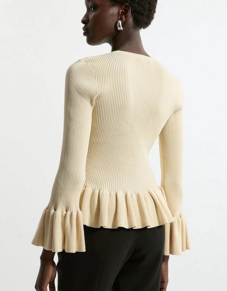 Full Sleeve Peplum Knit Rib Top