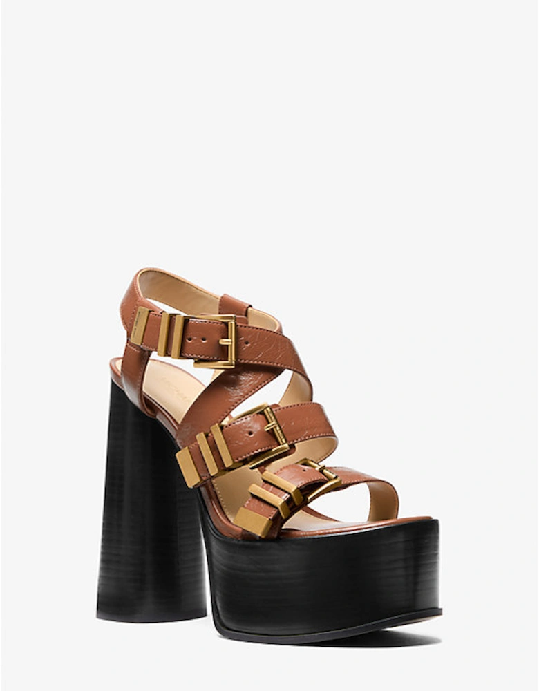 Darrington Crackled Leather Platform Sandal