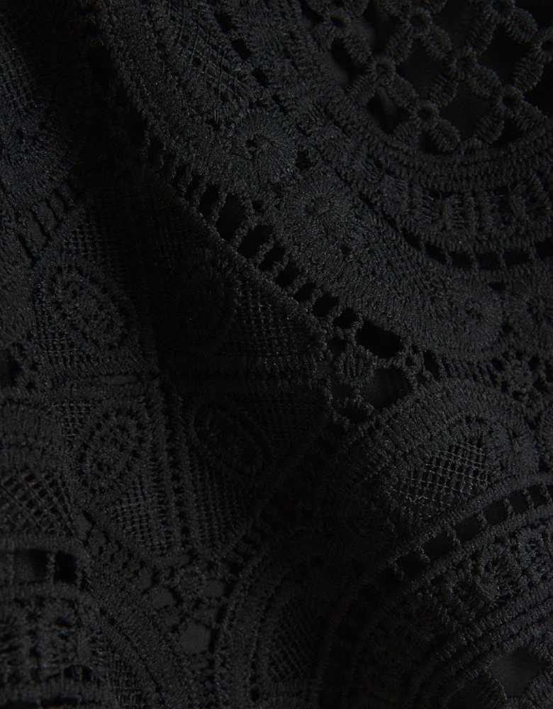 Lace Detail T-shirt - Black