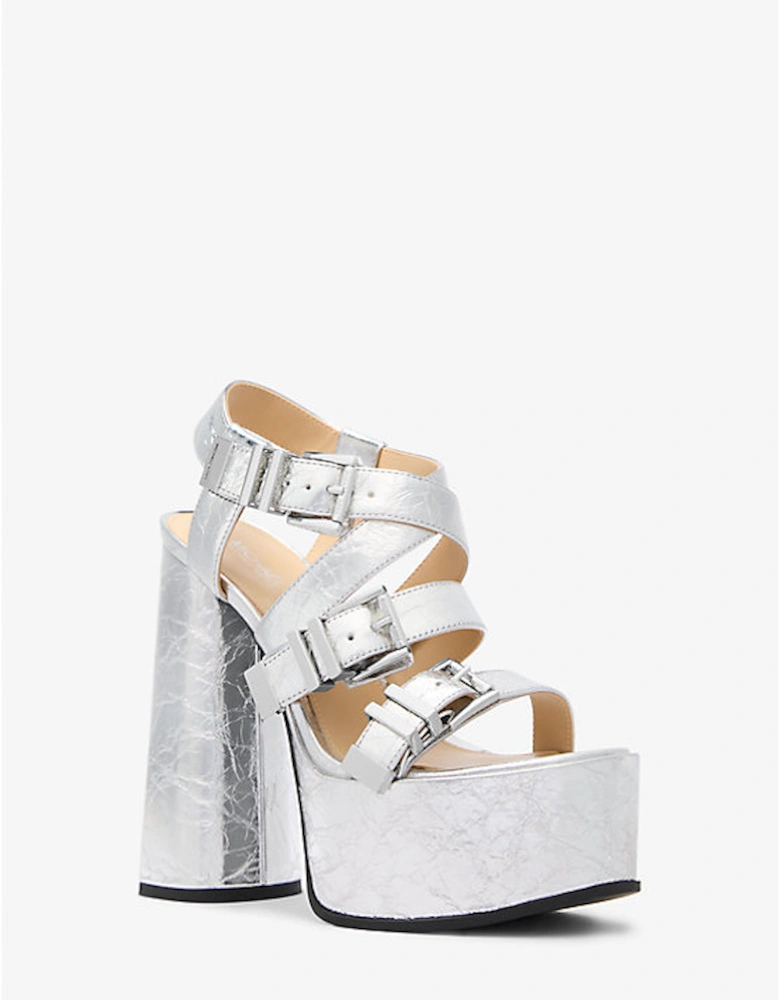 Darrington Crackled Metallic Leather Platform Sandal