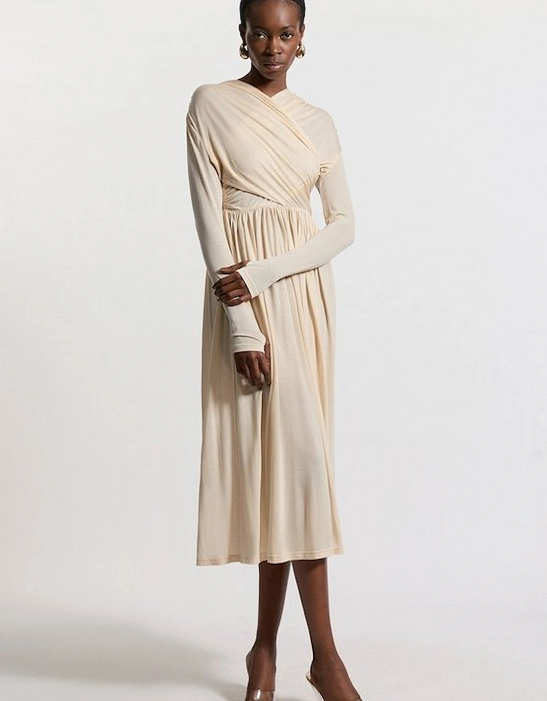 Premium Tencel Jersey Wrap Detail Midi Dress, 5 of 4