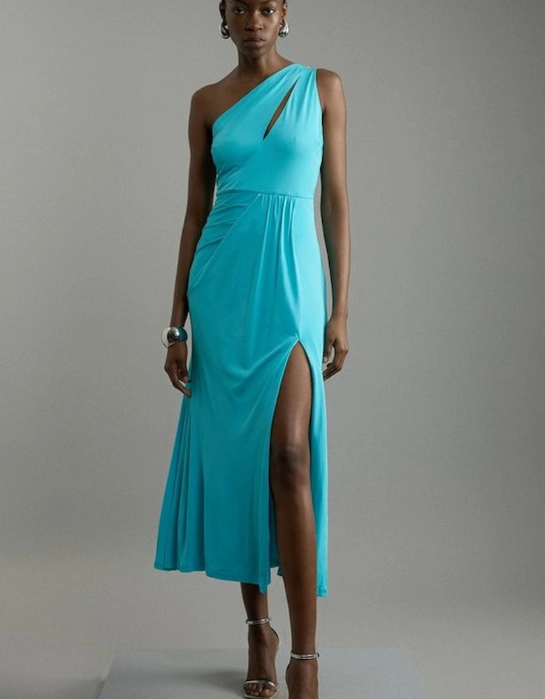 Petite Premium Viscose Jersey Bandeau Split Maxi Dress