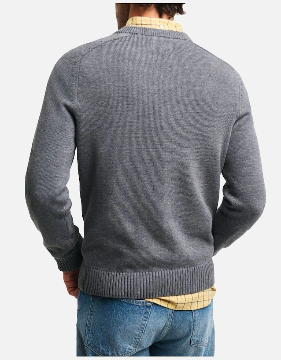 Casual Cotton Saddle C Neck Jumper Dark Grey Melange