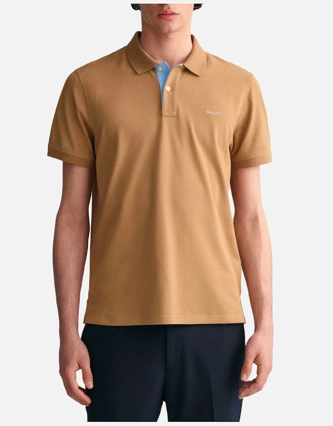 Regular Contrast Piquet Short Sleeve Polo Warm Khaki, 5 of 4