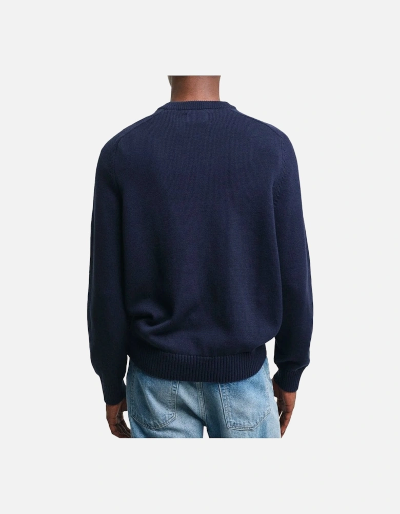 Casual Cotton Saddle C Neck Jumper Evening Blue