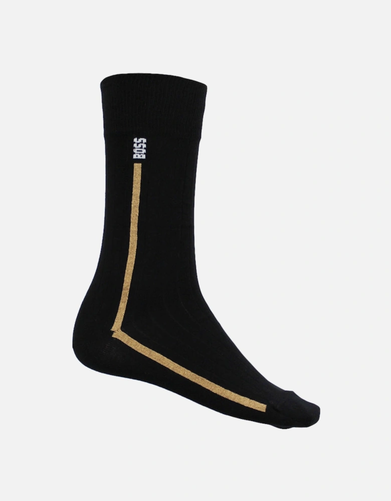 3-Pack Fine Rib Socks, Black