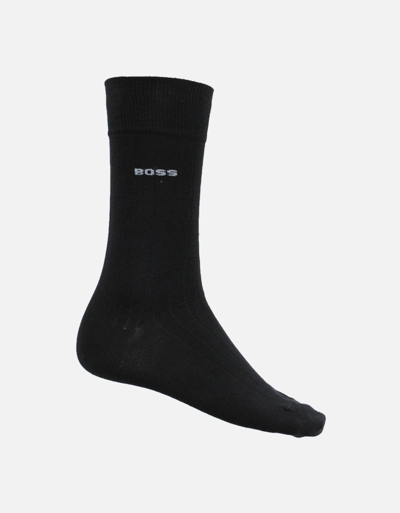 3-Pack Fine Rib Socks, Black