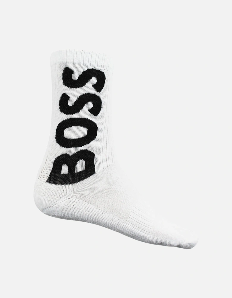 3-Pack Quarter-Length Rib Logo Socks, Black/White