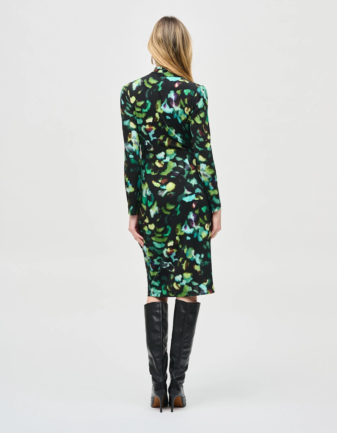 Silky knit abstract printed dress