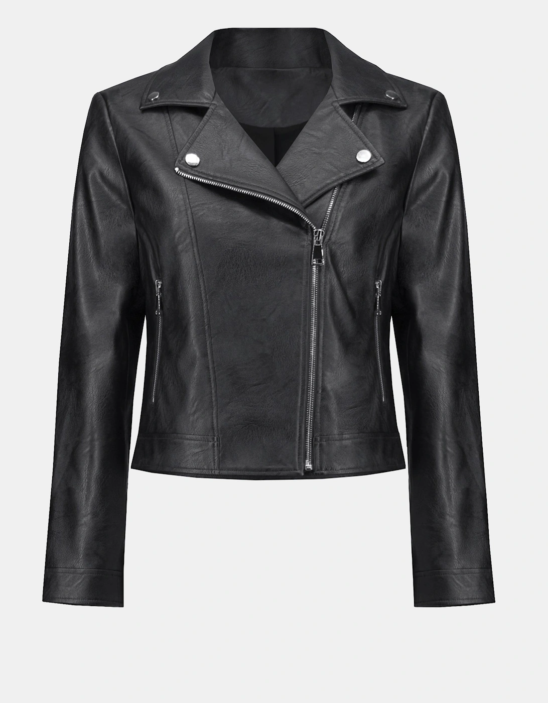 Faux leather biker jacket in gunmetal, 7 of 6