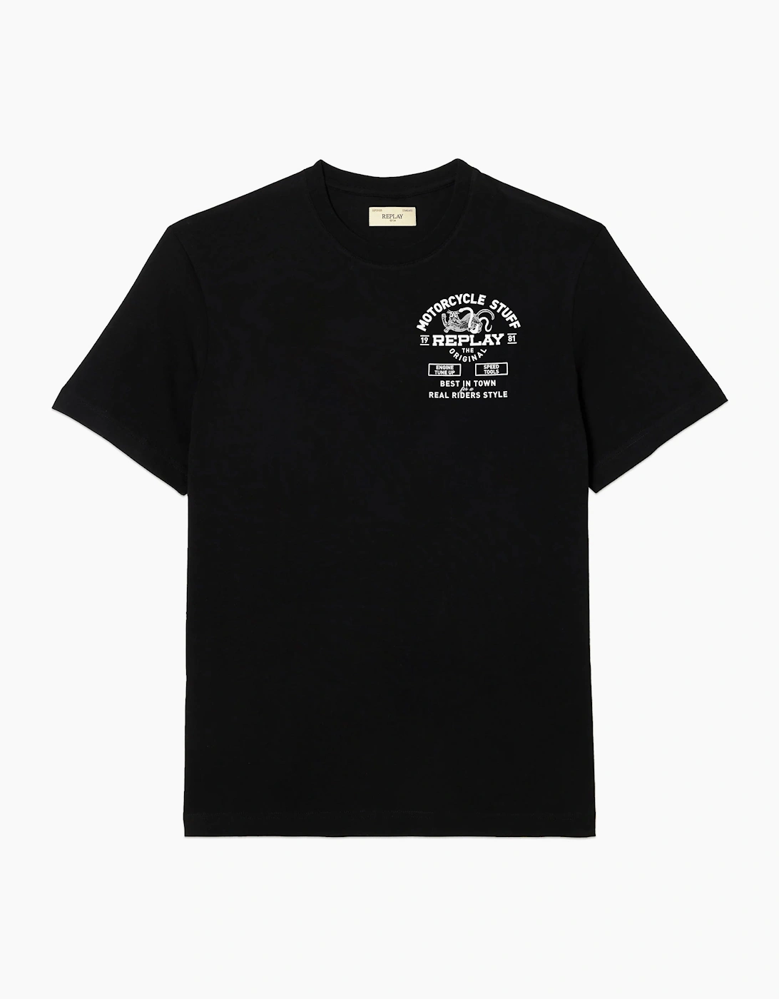 Replay Men's Black Biker T-Shirt  40 Large