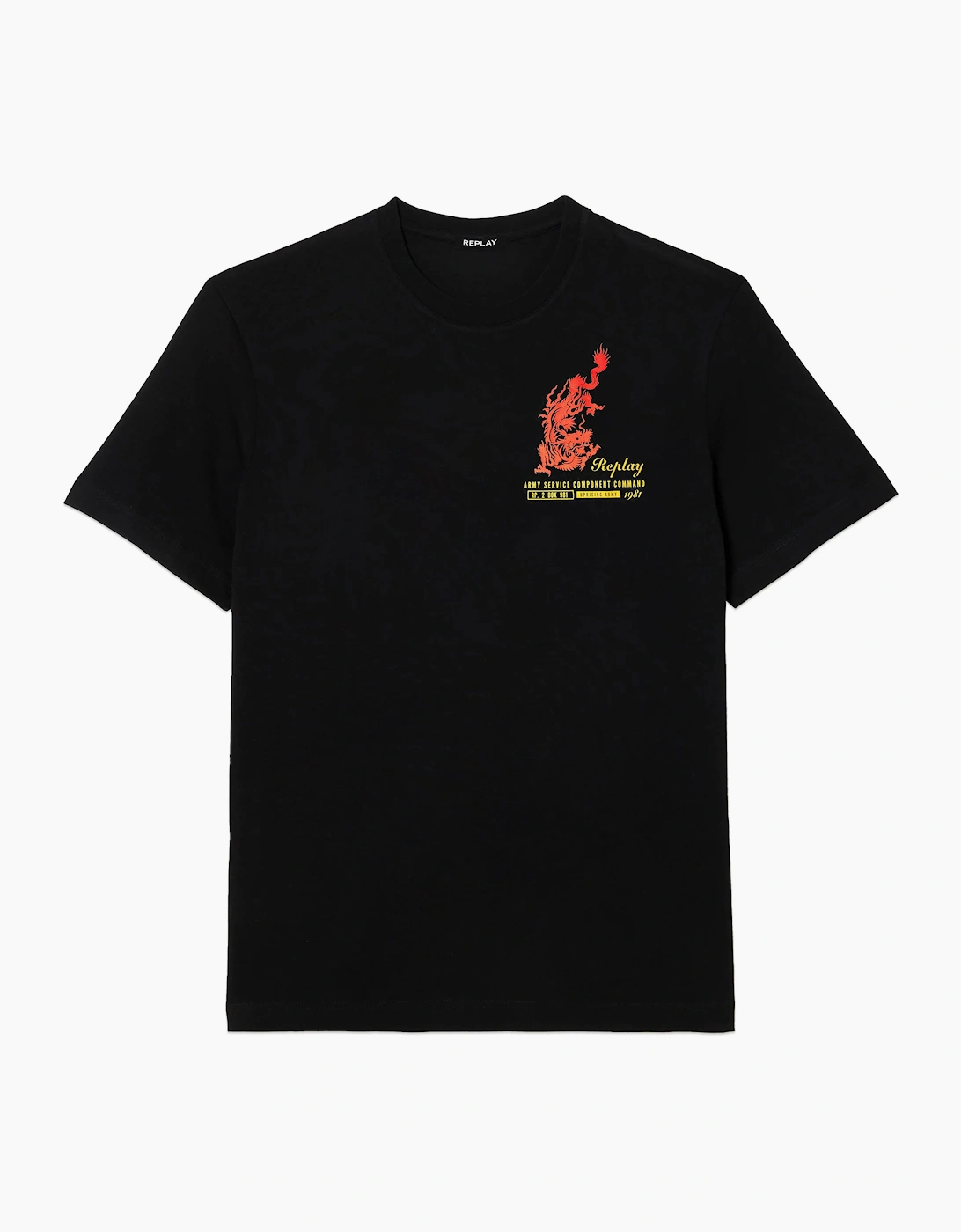 Replay Men's Black Biker T-Shirt  40 Large