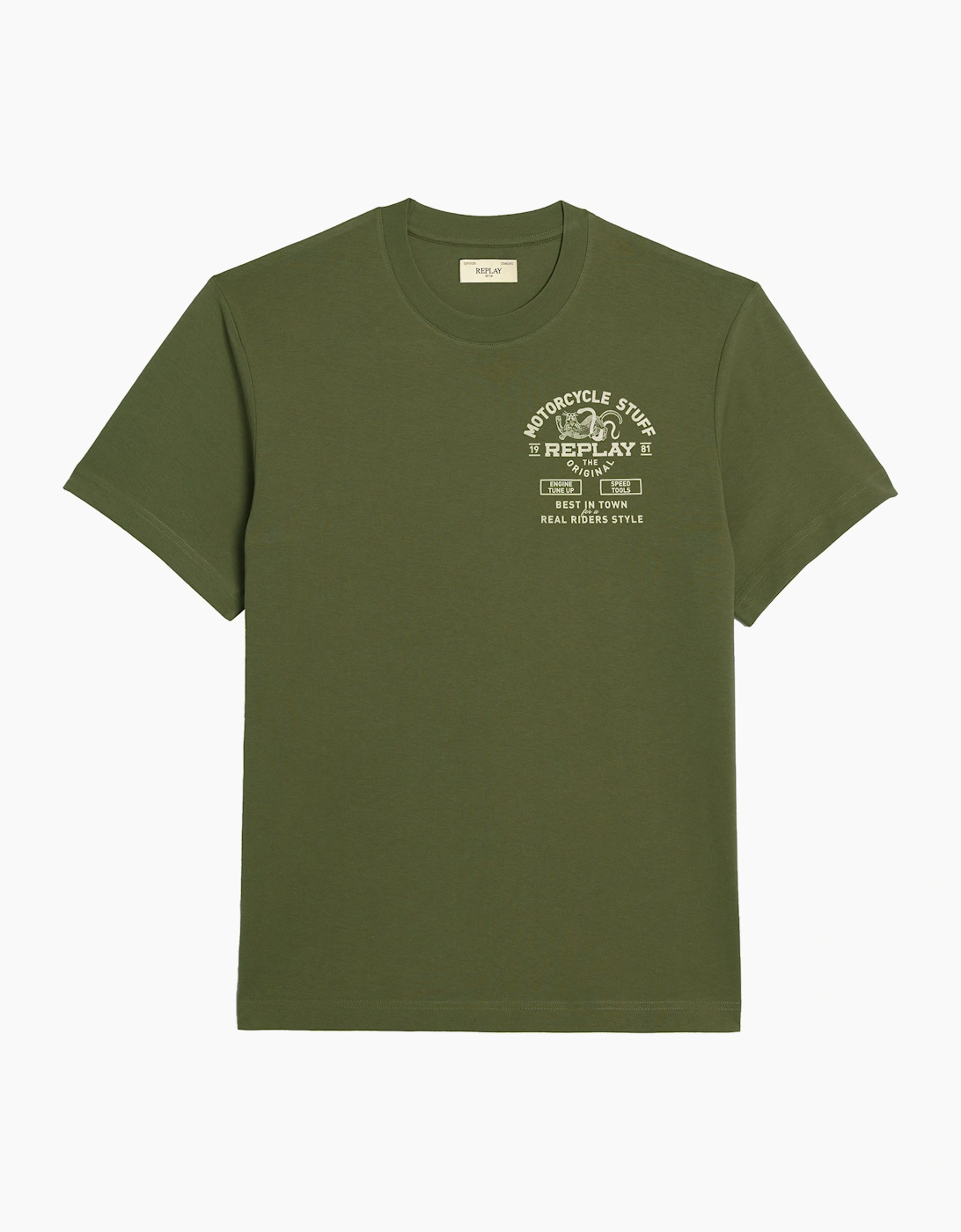 Replay Men's Green Biker T-Shirt  40 Large