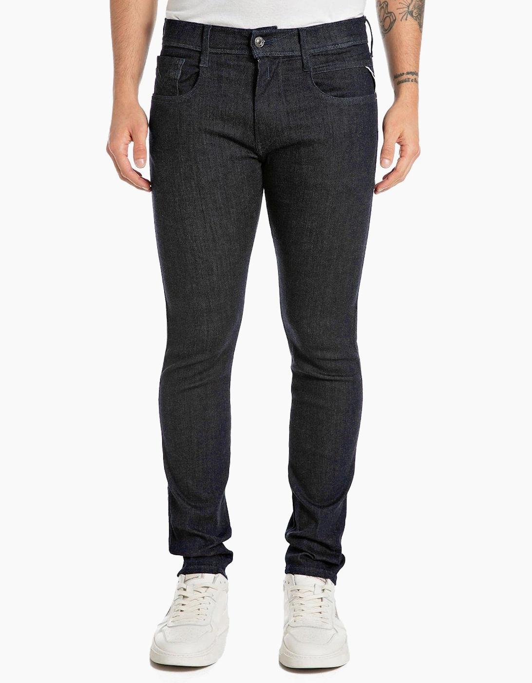 Men's Replay Hyperflex Anbass Slim Tapered Jeans - Black - Size: 30/30