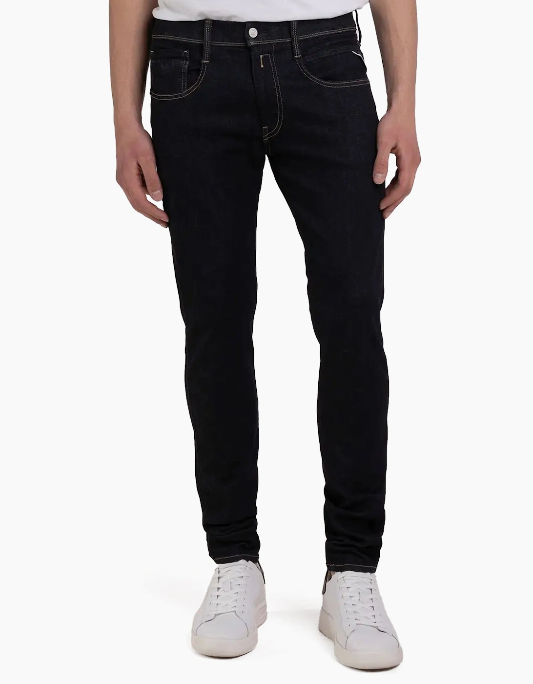 Replay Men's Black Hyperflex Anbass Slim Tapered Jeans - : 34/32