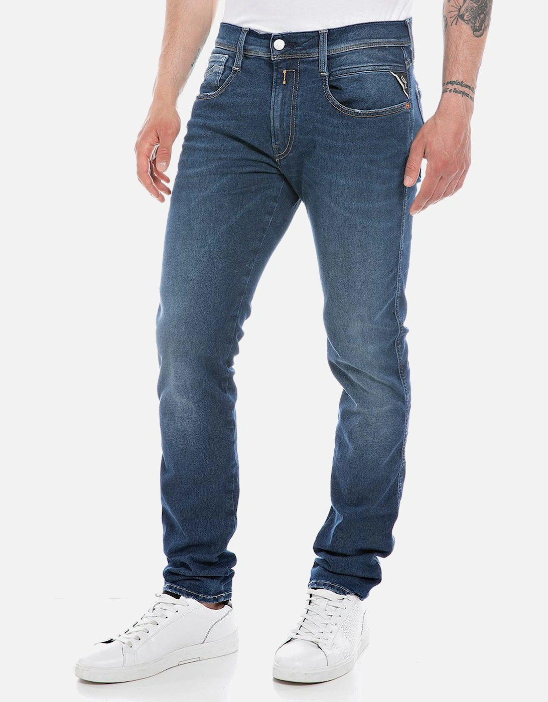 Men's Replay Hyperflex Anbass Slim Tapered Jeans - Blue - Size: 32/36