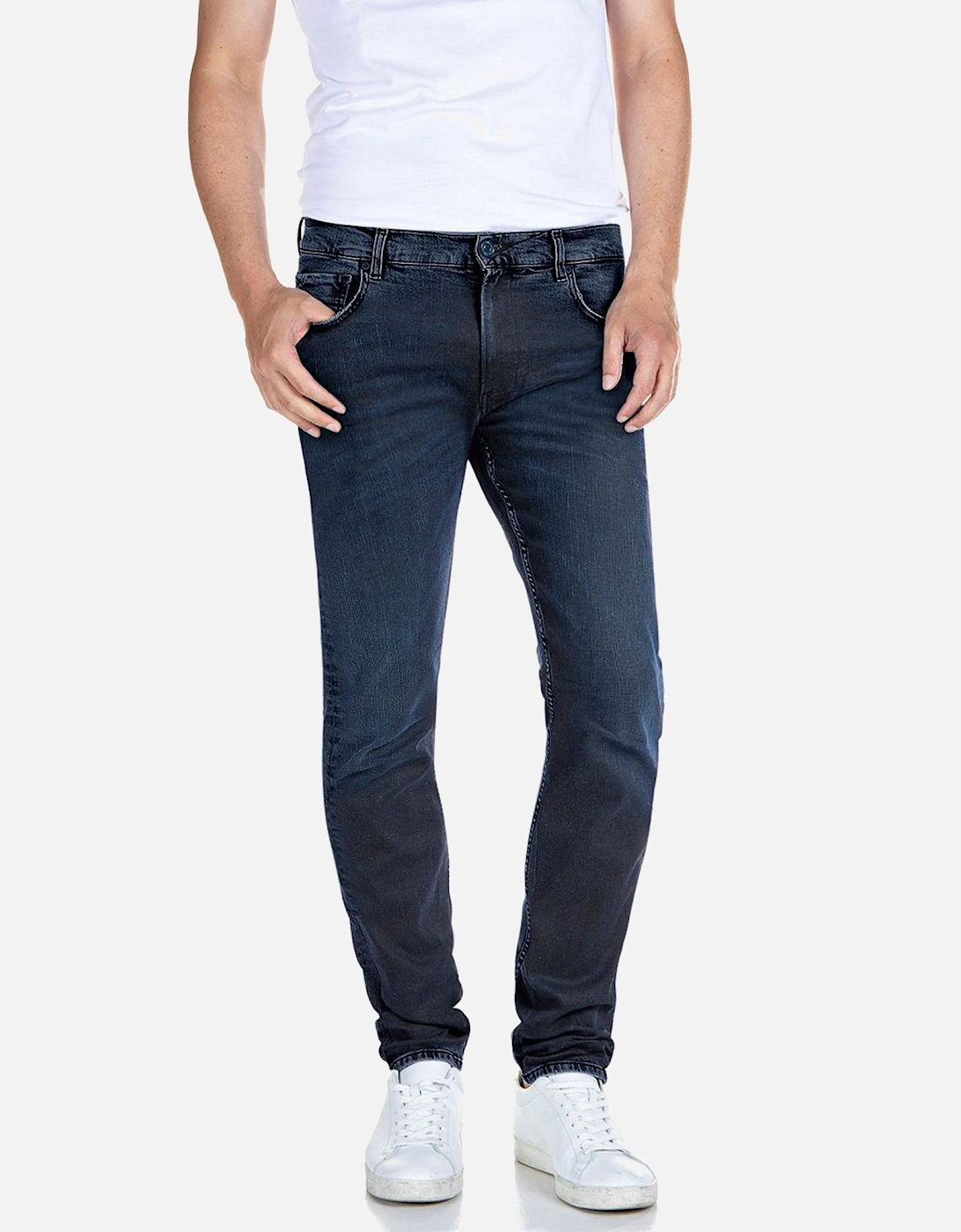 Men's Replay Hyperflex Re-Used Mickym Slim Tapered Jeans - Dark Ink Forever Blue - Navy - Size: 30/32/32