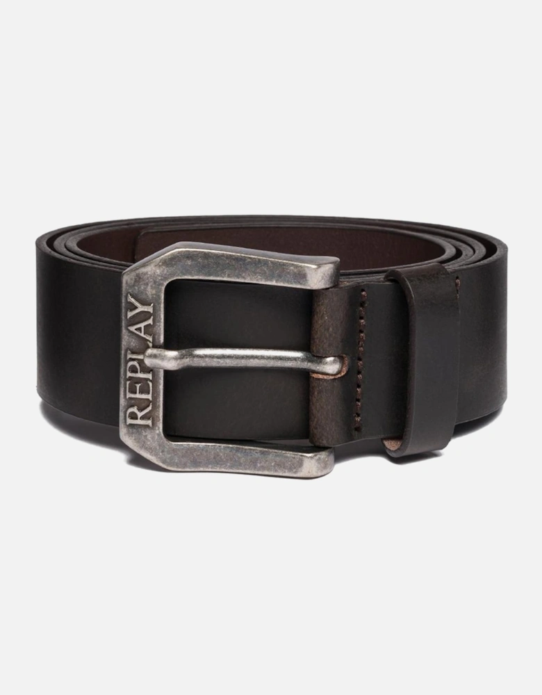 Large Buckle Jean Belt - Dark Brown