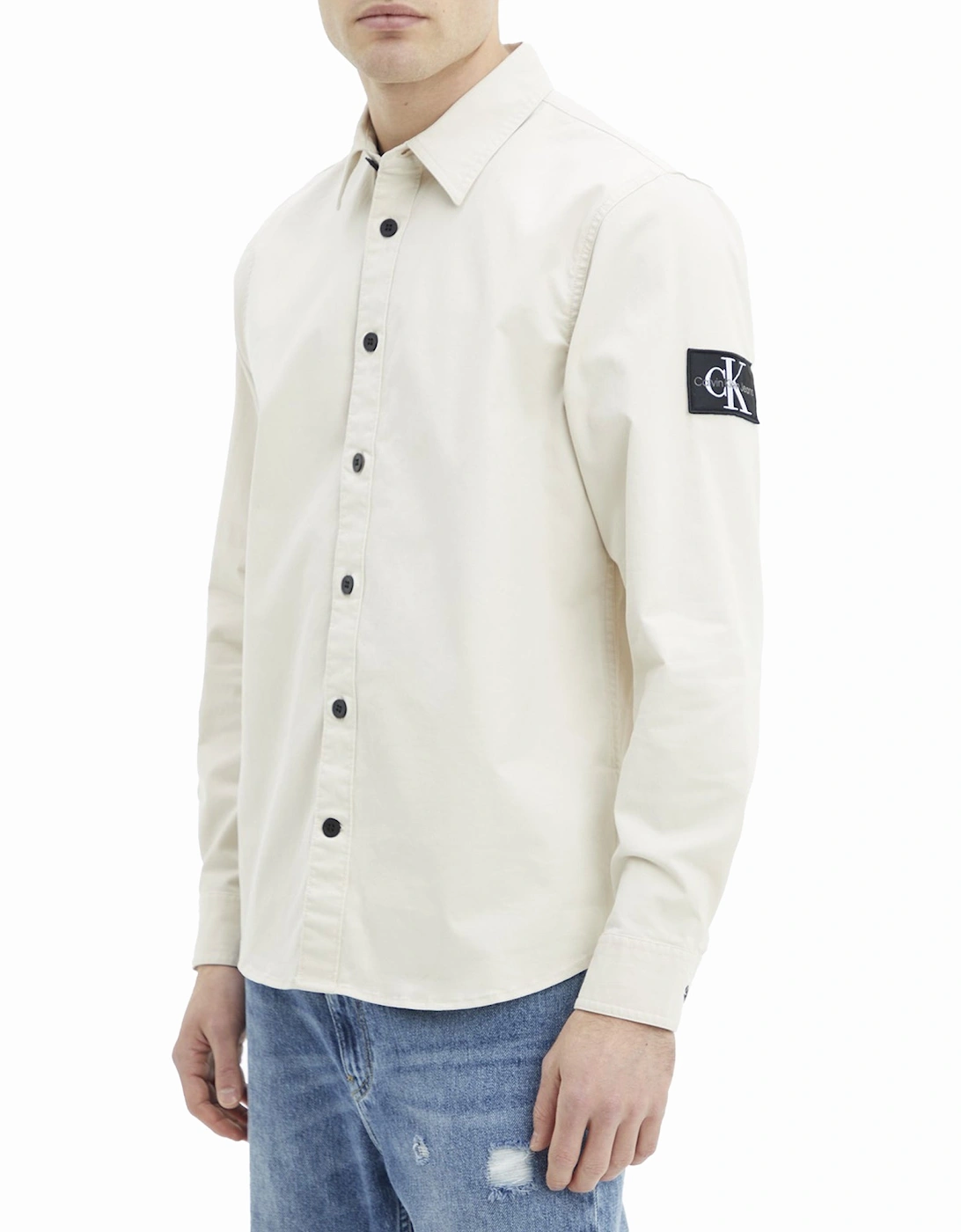 Monogram Logo Relaxed Overshirt - Eggshell