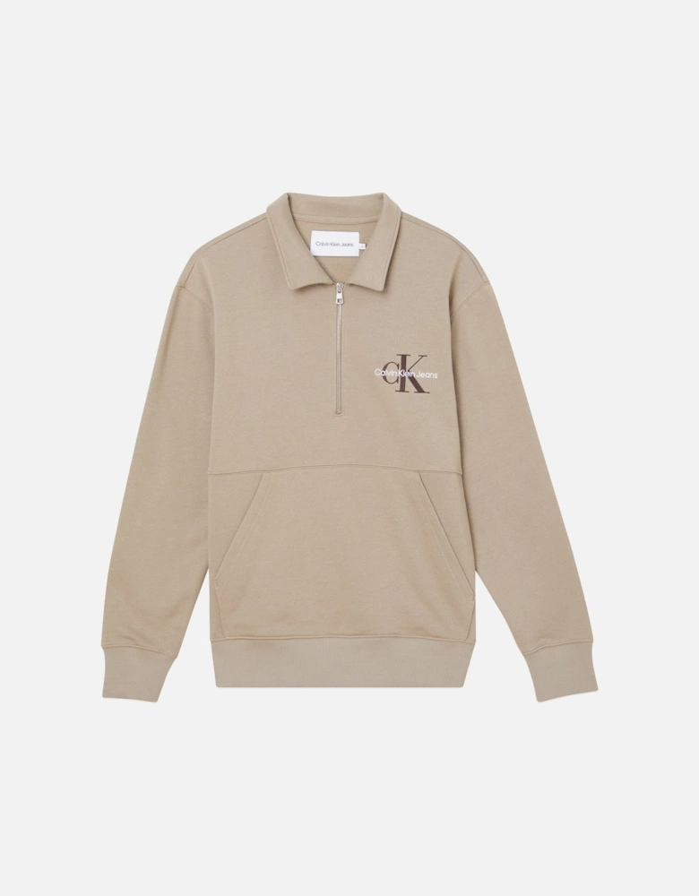 Monogram Logo Quarter Zip - Perfect Taupe