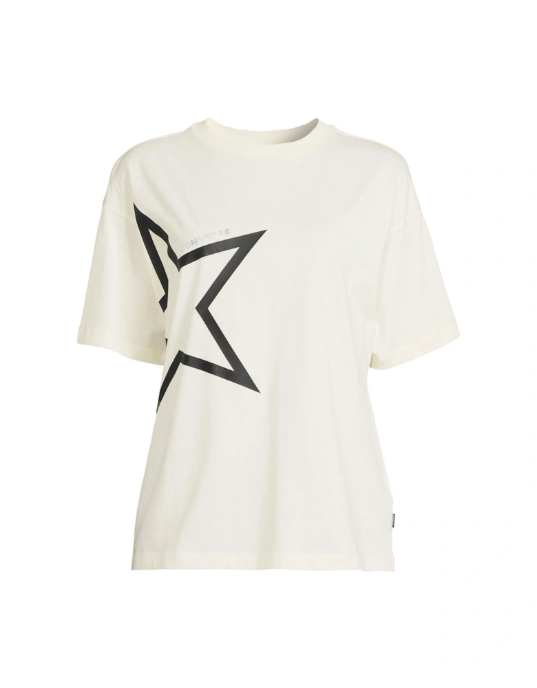 Womens Chuck Relaxed Star Print Tee - Off White