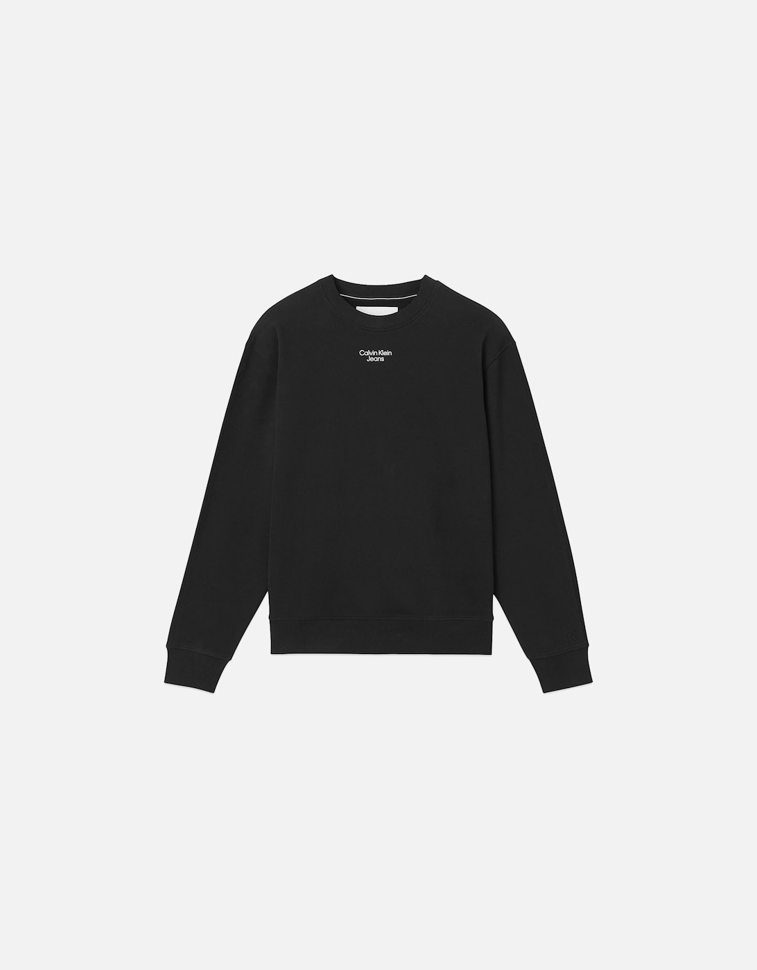 Men's Calvin Klein Stacked Logo Crew Sweat - Black - Size: X-LARGE